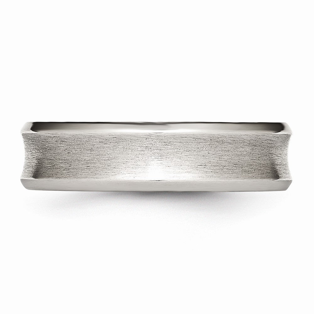Concave Beveled-Edge Wedding Band in Stainless Steel, 6mm