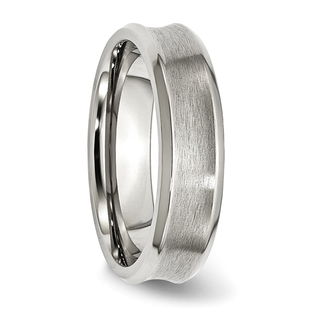 Concave Beveled-Edge Band in Stainless Steel, 6mm