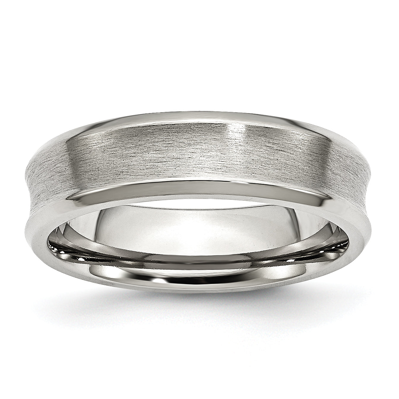 Stainless Steel Brushed and Polished Concave 6mm Beveled Edge Band