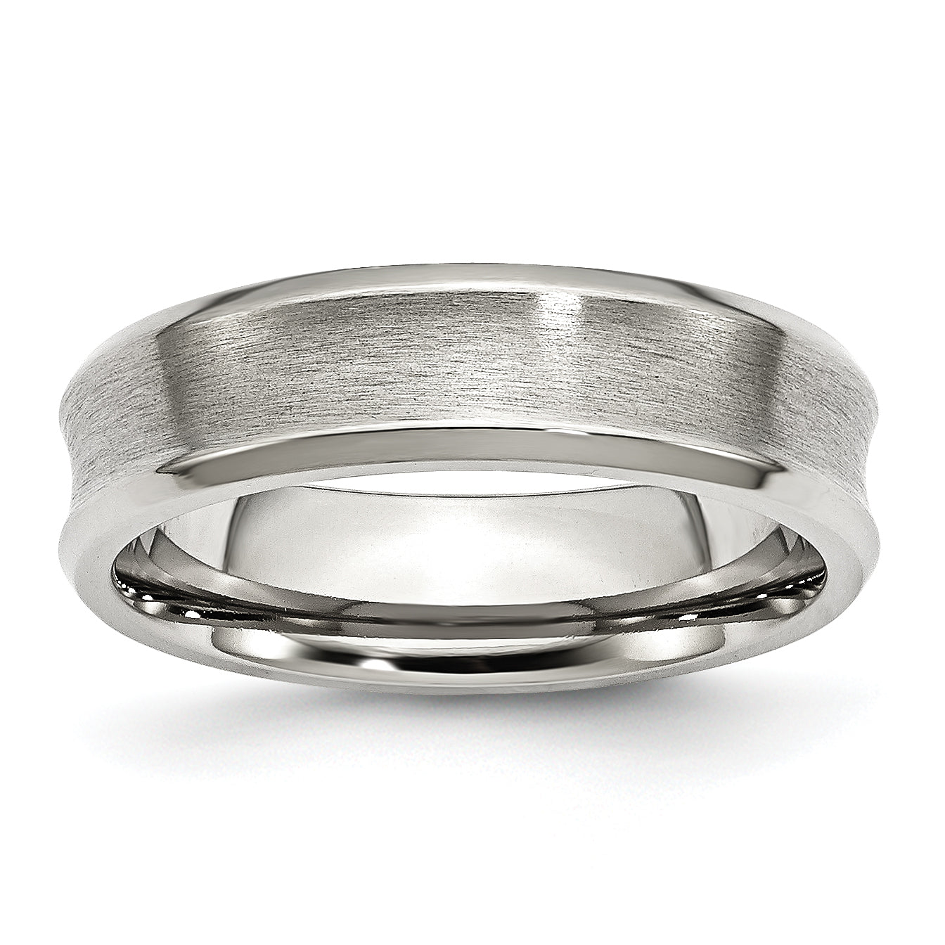 Stainless Steel Brushed and Polished Concave 6mm Beveled Edge Band Main image