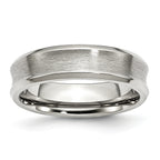 Stainless Steel Brushed and Polished Concave 6mm Beveled Edge Band
