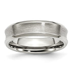 Concave Beveled-Edge Wedding Band in Stainless Steel, 6mm