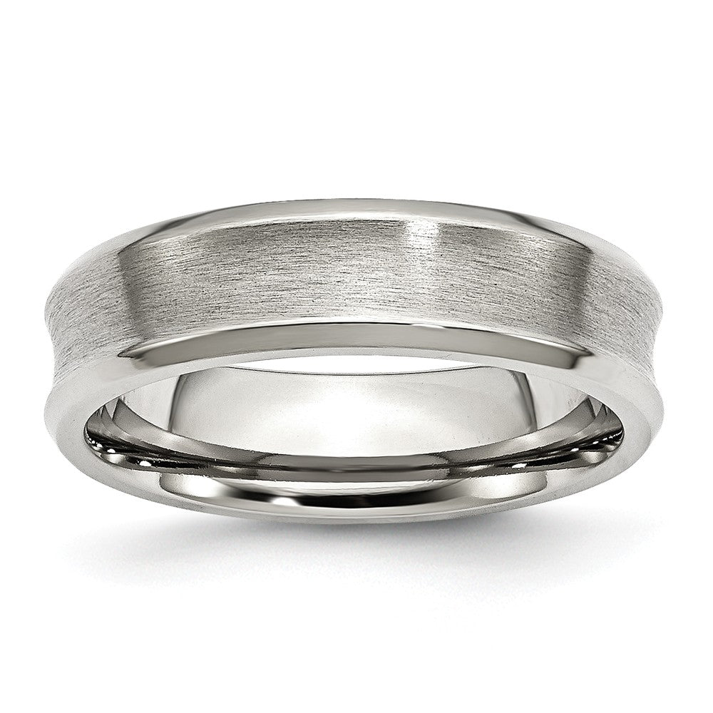 Concave Beveled-Edge Wedding Band in Stainless Steel, 6mm
