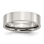 Comfort-Fit Flat Wedding Band in Stainless Steel, 6mm