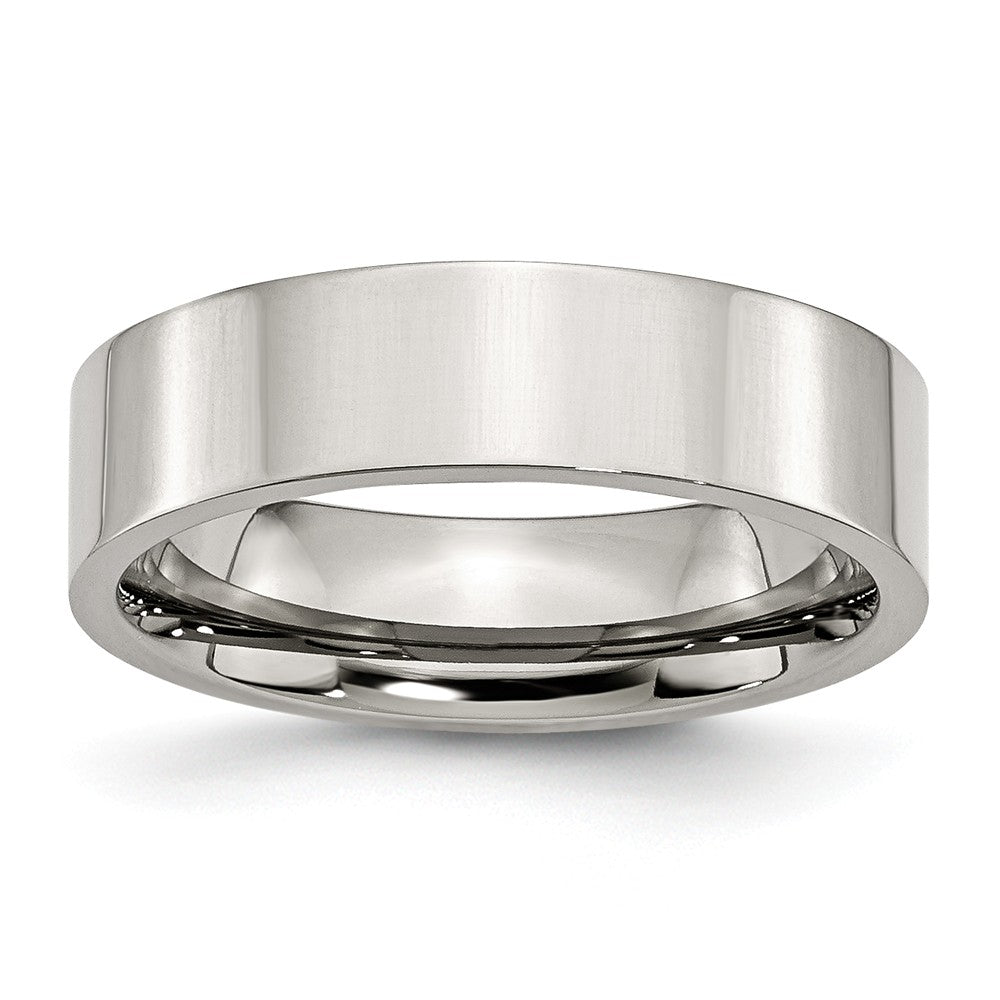 Comfort-Fit Flat Wedding Band in Stainless Steel, 6mm