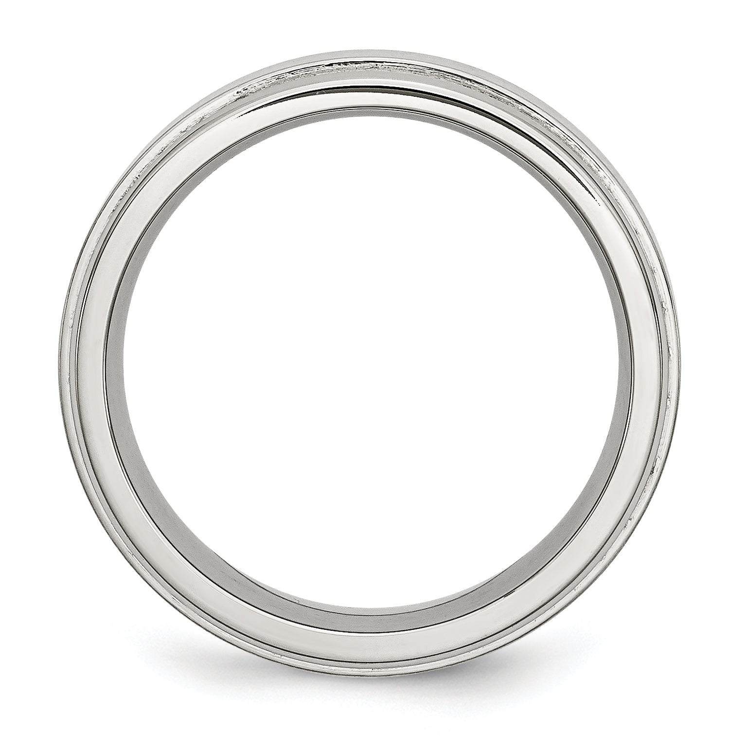 Ridged Edge Wedding Band in Stainless Steel, 8mm Secondary image