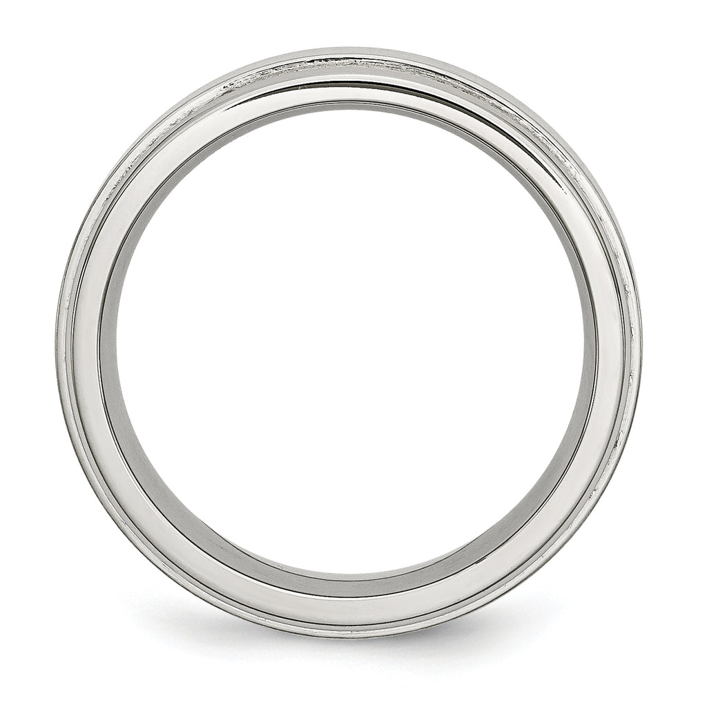 Ridged Edge Wedding Band in Stainless Steel, 8mm
