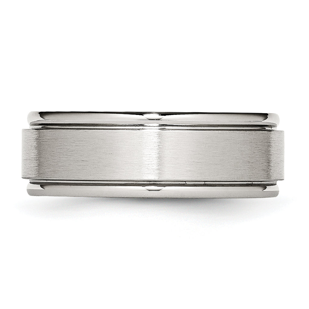 Ridged Edge Wedding Band in Stainless Steel, 8mm