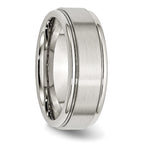 Ridged Edge Wedding Band in Stainless Steel, 8mm