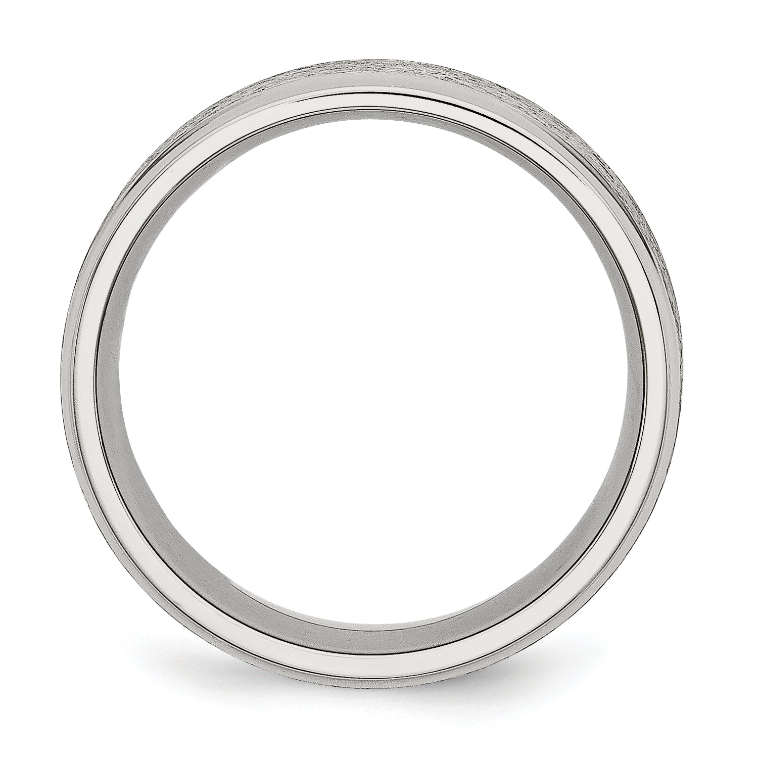 Stainless Steel Polished with Grain Finish Center 8mm Ridged Edge Band