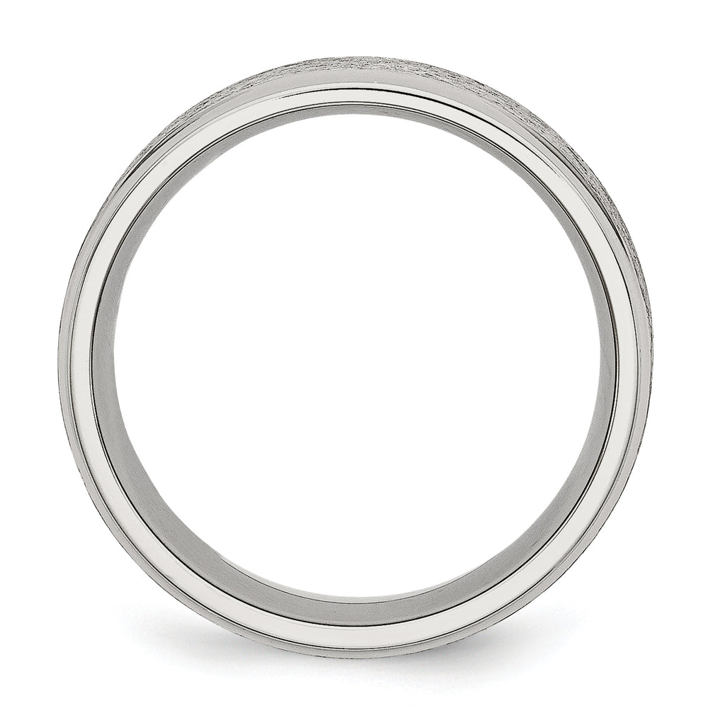 Ridged Edge Wedding Band in Stainless Steel, 8mm