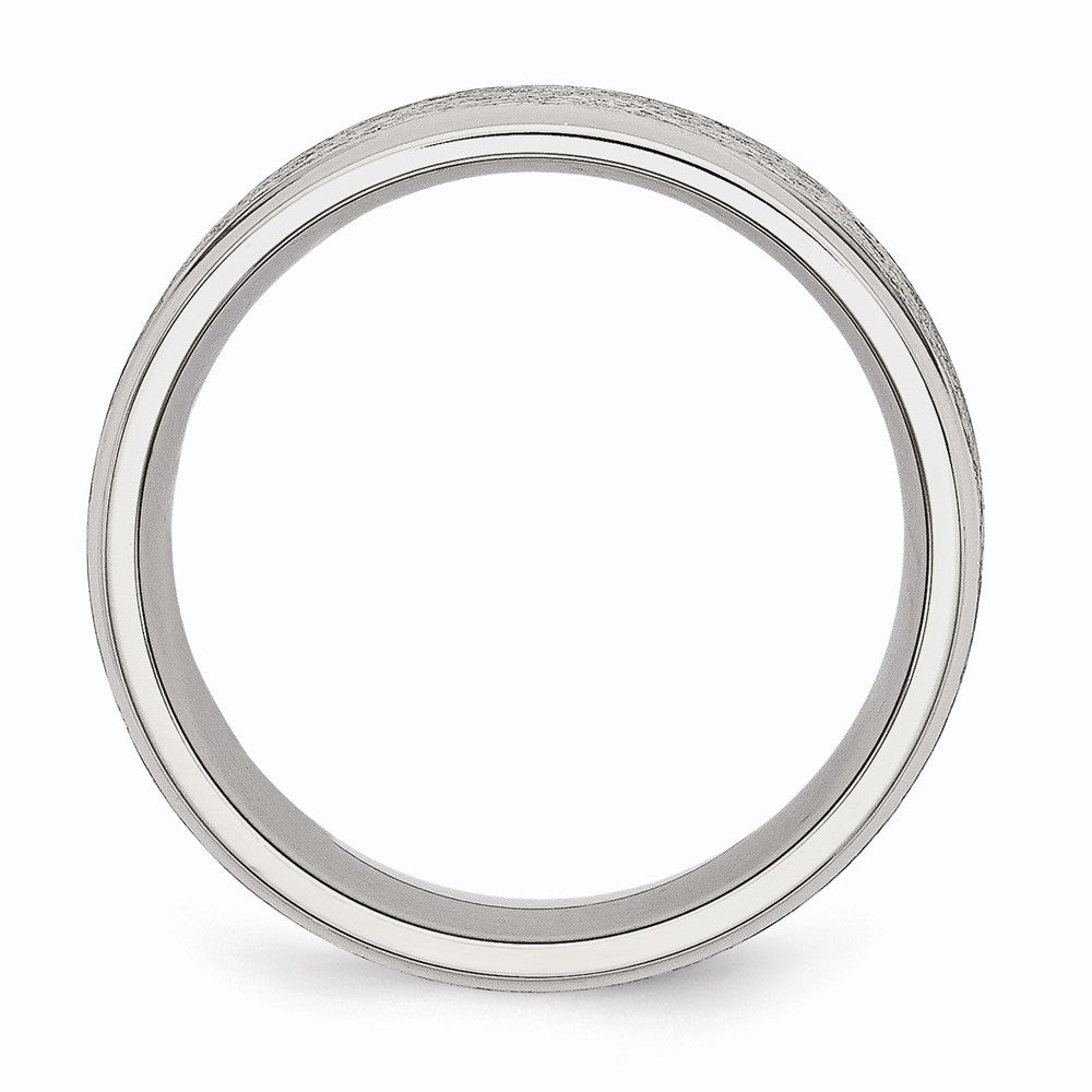 Stainless Steel Wedding Band with Ridged Edge and Engravable Finish - 8