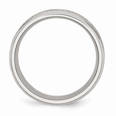 Stainless Steel Wedding Band with Ridged Edge and Engravable Finish - 8