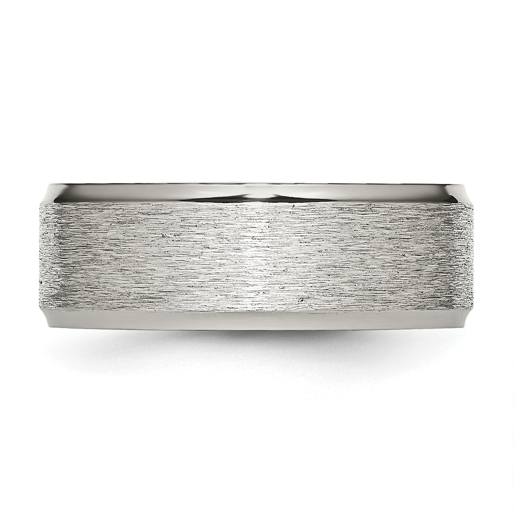 Ridged Edge Wedding Band in Stainless Steel, 8mm