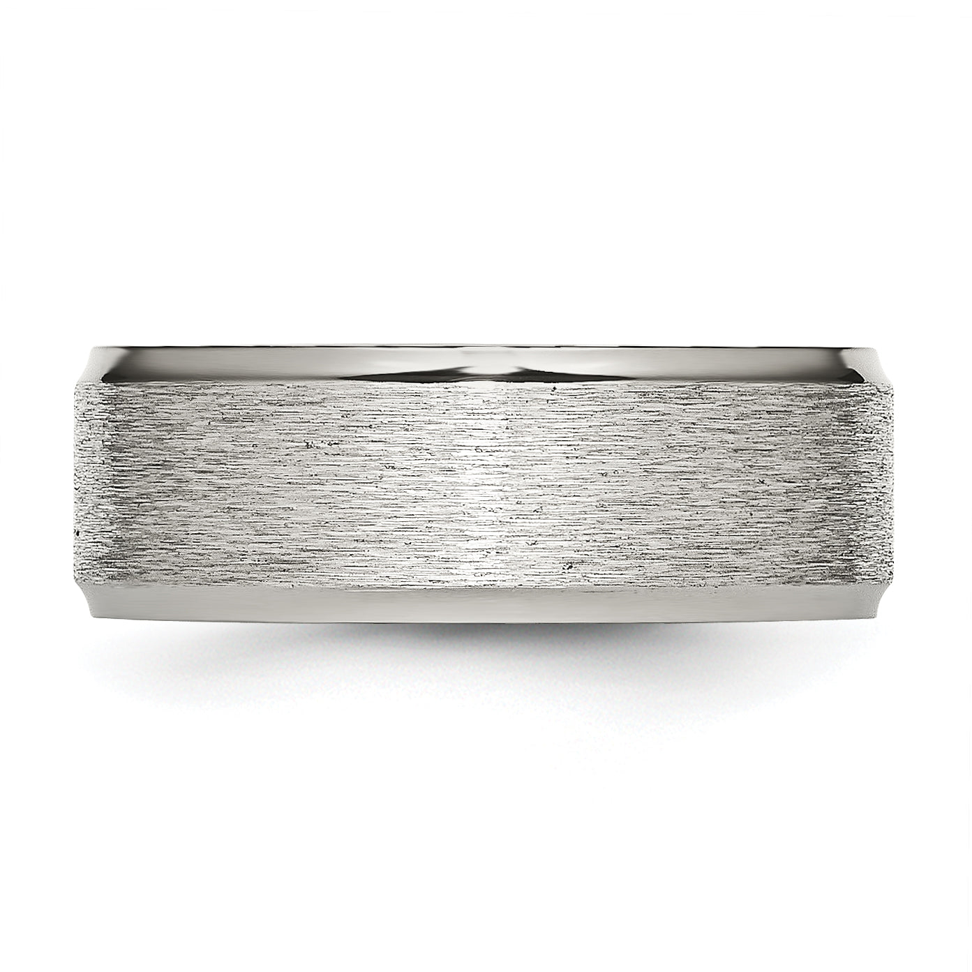 Ridged Edge Wedding Band in Stainless Steel, 8mm