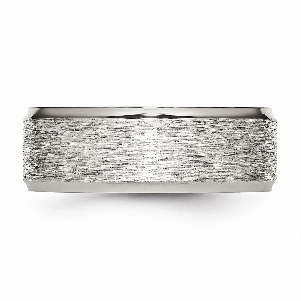 Stainless Steel Wedding Band with Ridged Edge and Engravable Finish - 8