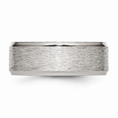 Stainless Steel Wedding Band with Ridged Edge and Engravable Finish - 8