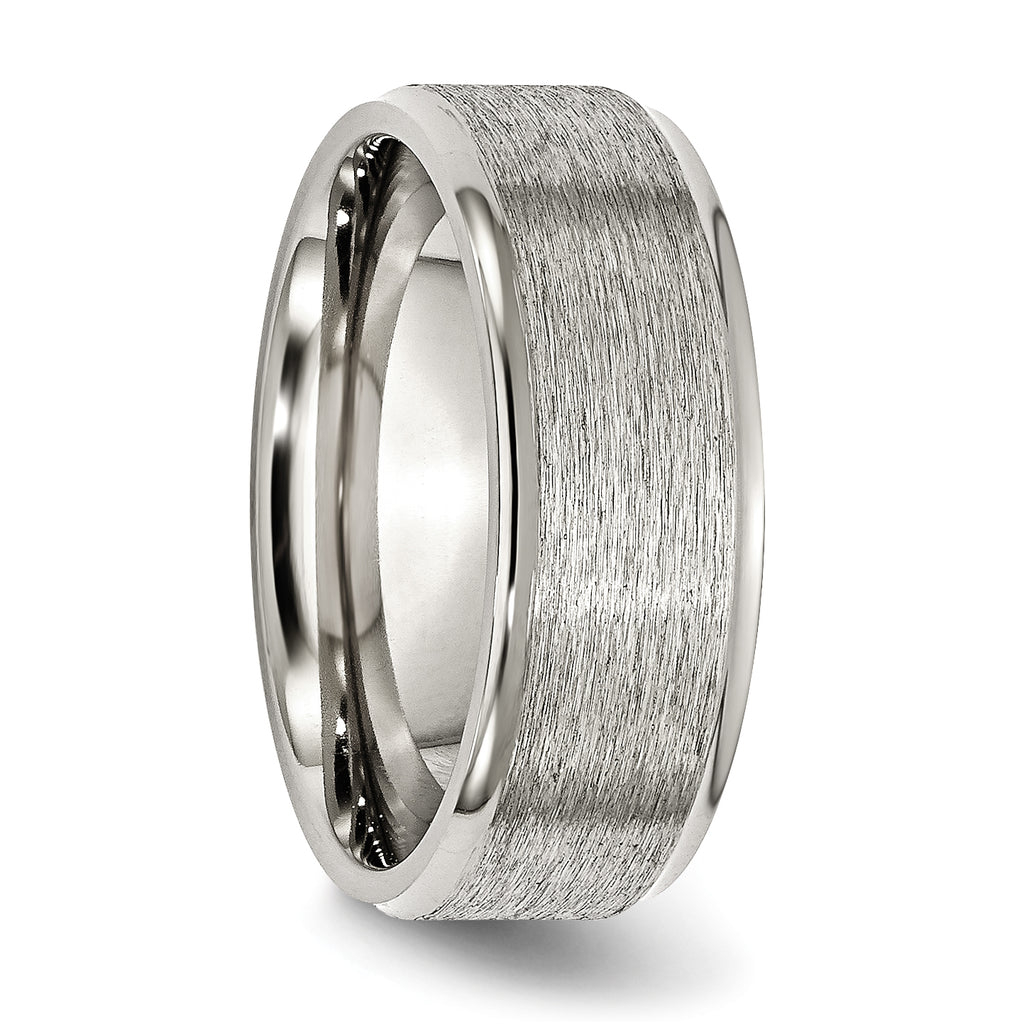 Ridged Edge Wedding Band in Stainless Steel, 8mm
