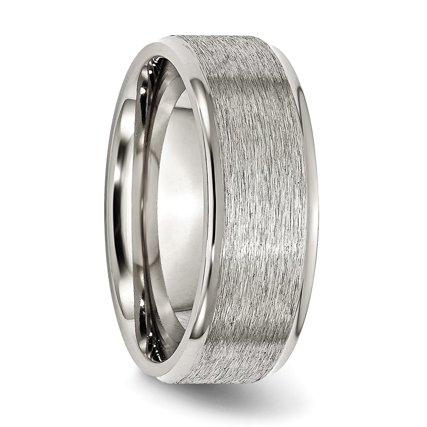 Ridged Edge Wedding Band in Stainless Steel, 8mm