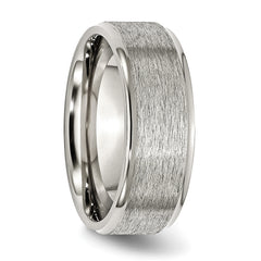 Stainless Steel Polished with Grain Finish Center 8mm Ridged Edge Band
