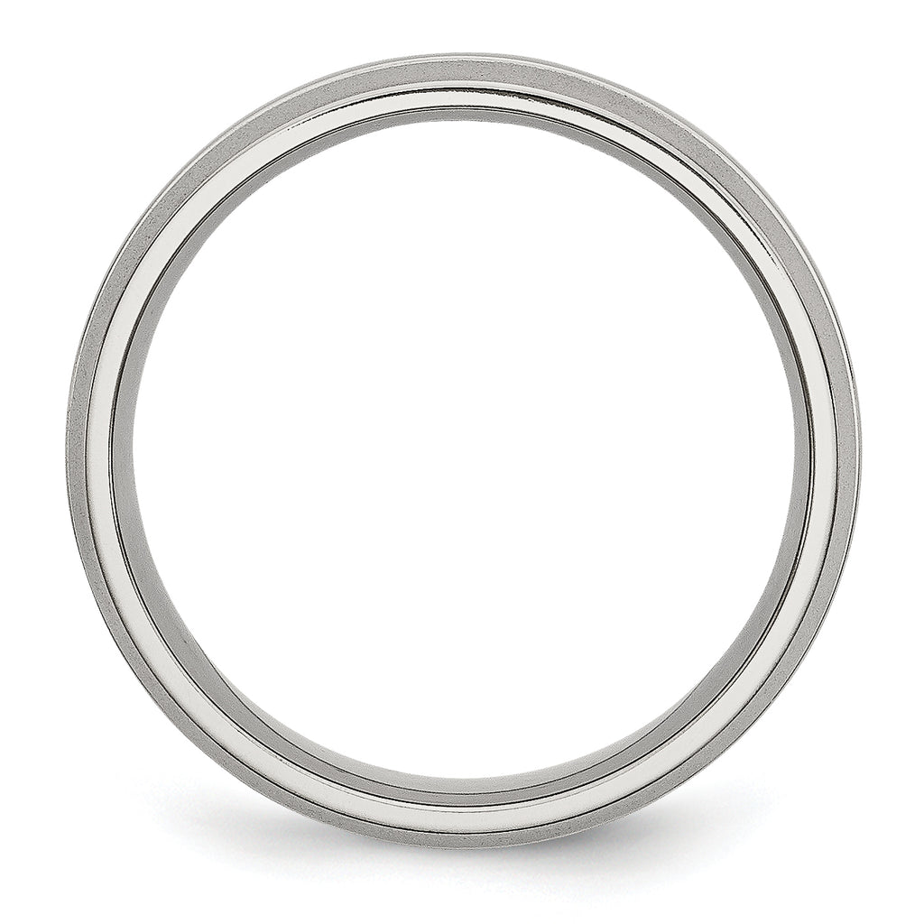 Grooved Wedding Band in Stainless Steel, 6mm