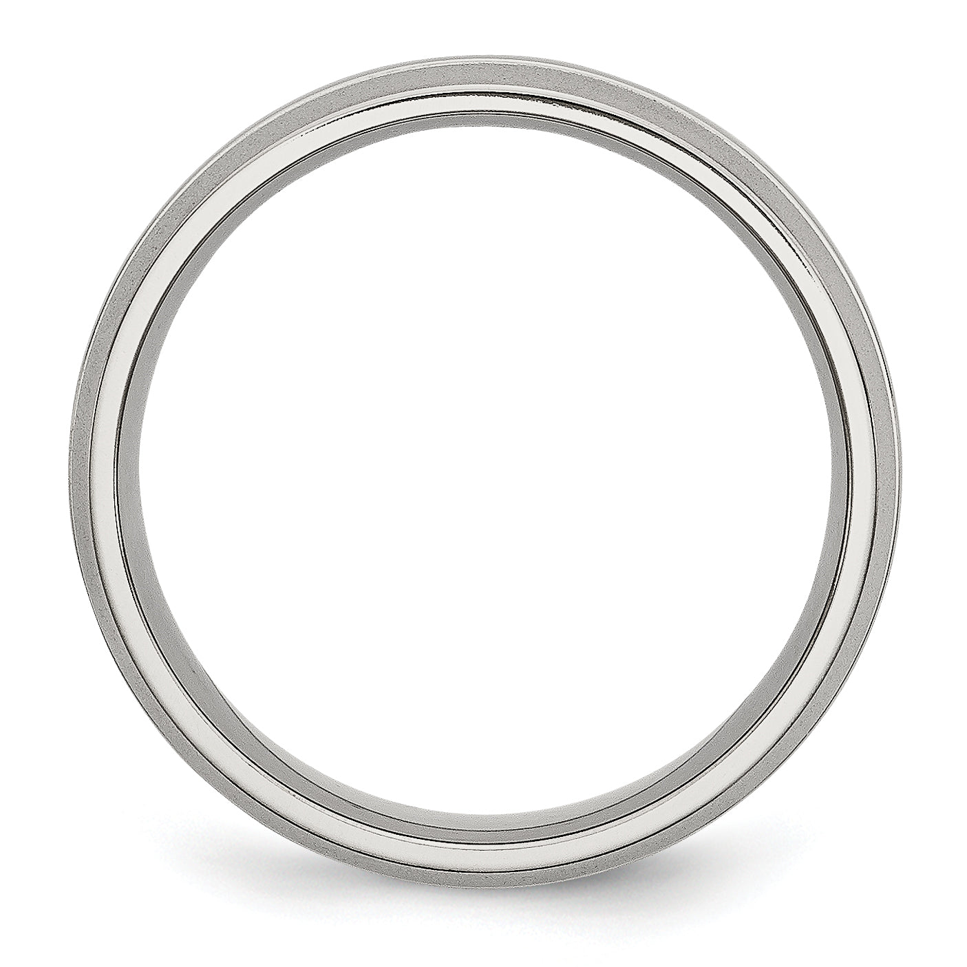 Grooved Wedding Band in Stainless Steel, 6mm