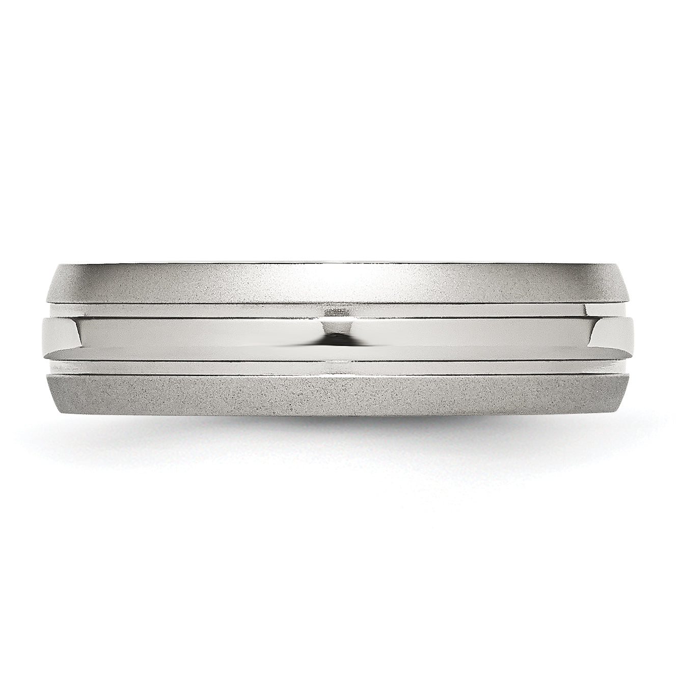 Grooved Wedding Band in Stainless Steel, 6mm