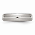 Grooved Wedding Band in Stainless Steel, 6mm