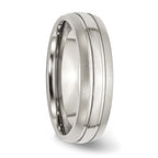 Grooved Wedding Band in Stainless Steel, 6mm