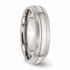 Grooved Wedding Band in Stainless Steel, 6mm