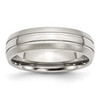 Grooved Wedding Band in Stainless Steel, 6mm