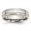 Grooved Wedding Band in Stainless Steel, 6mm