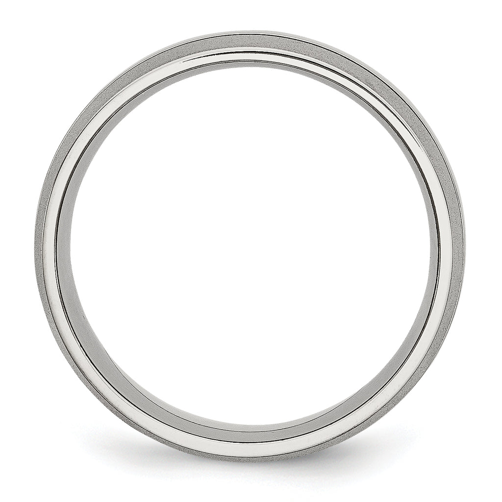 Grooved Wedding Band in Stainless Steel, 8mm