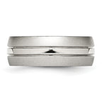 Grooved Wedding Band in Stainless Steel, 8mm