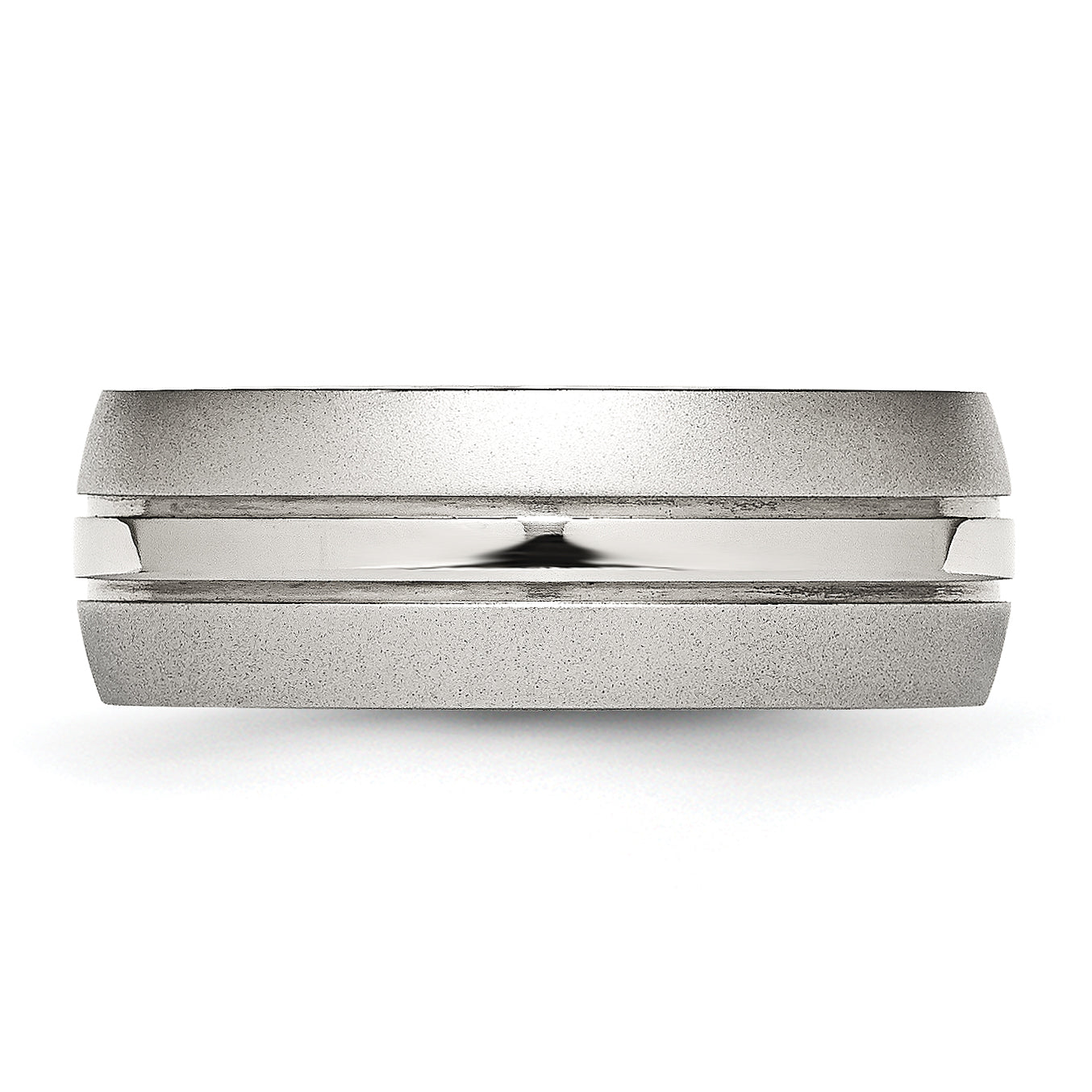 Grooved Wedding Band in Stainless Steel, 8mm