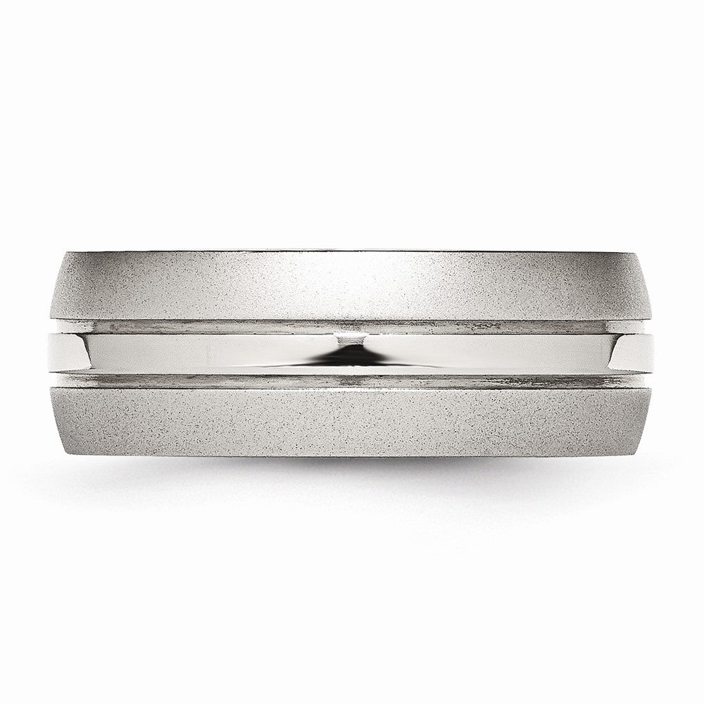 Grooved Wedding Band in Stainless Steel, 8mm