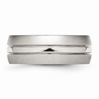 Grooved Wedding Band in Stainless Steel, 8mm