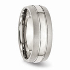 Grooved Wedding Band in Stainless Steel, 8mm