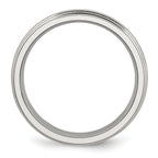StainleSterling Silver Steel Polished 6mm Grooved and Beaded Band