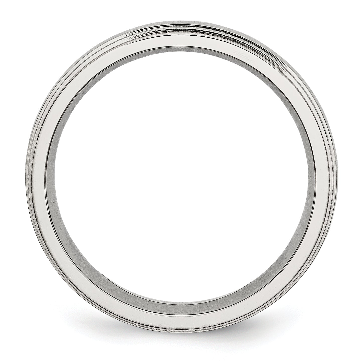 StainleSterling Silver Steel Polished 6mm Grooved and Beaded Band