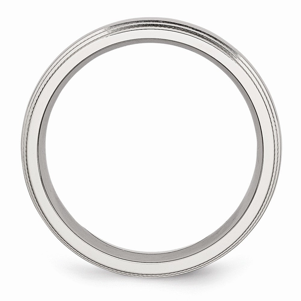 Grooved & Beaded Wedding Band in Stainless Steel, 6mm