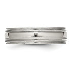 StainleSterling Silver Steel Polished 6mm Grooved and Beaded Band