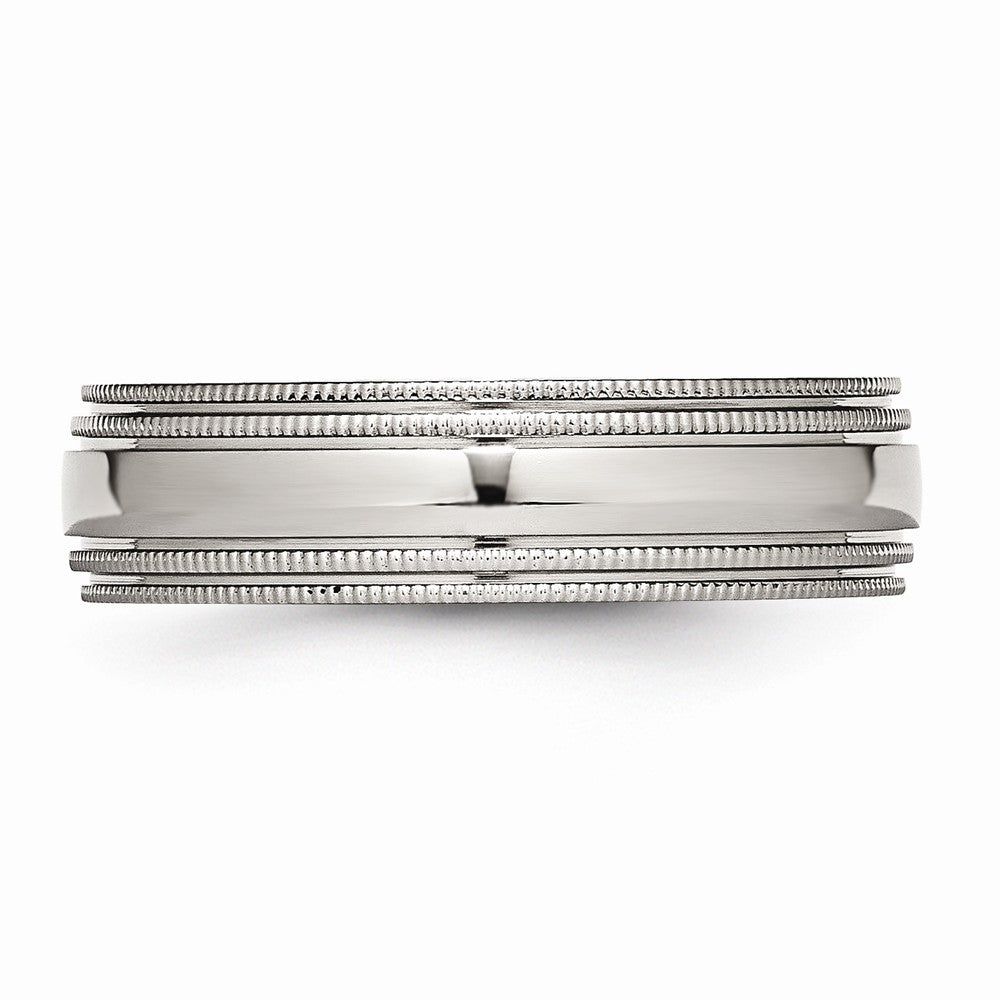 Grooved & Beaded Wedding Band in Stainless Steel, 6mm
