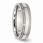 Grooved & Beaded Wedding Band in Stainless Steel, 6mm