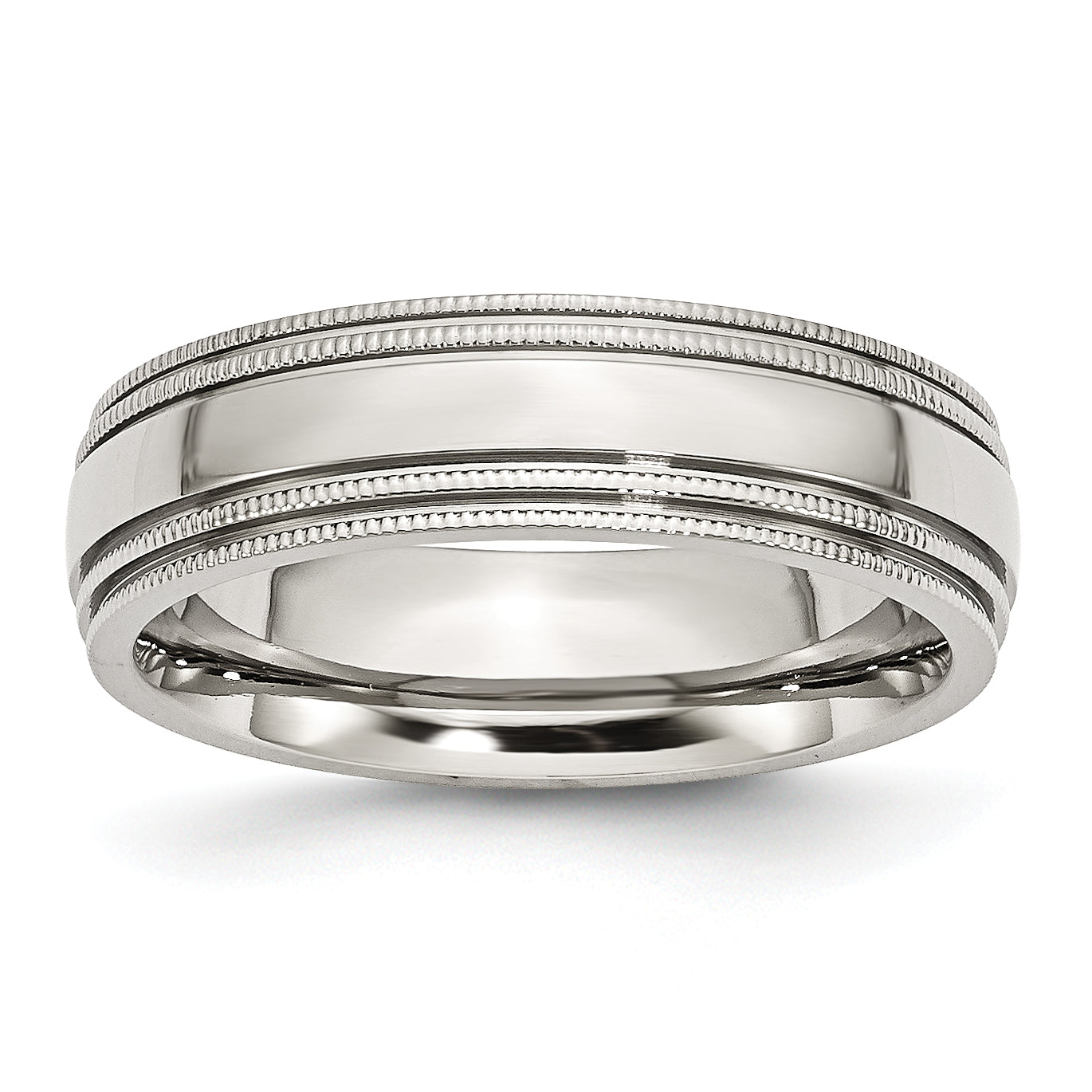 Stainless Steel Polished 6mm Grooved and Beaded Band Main image