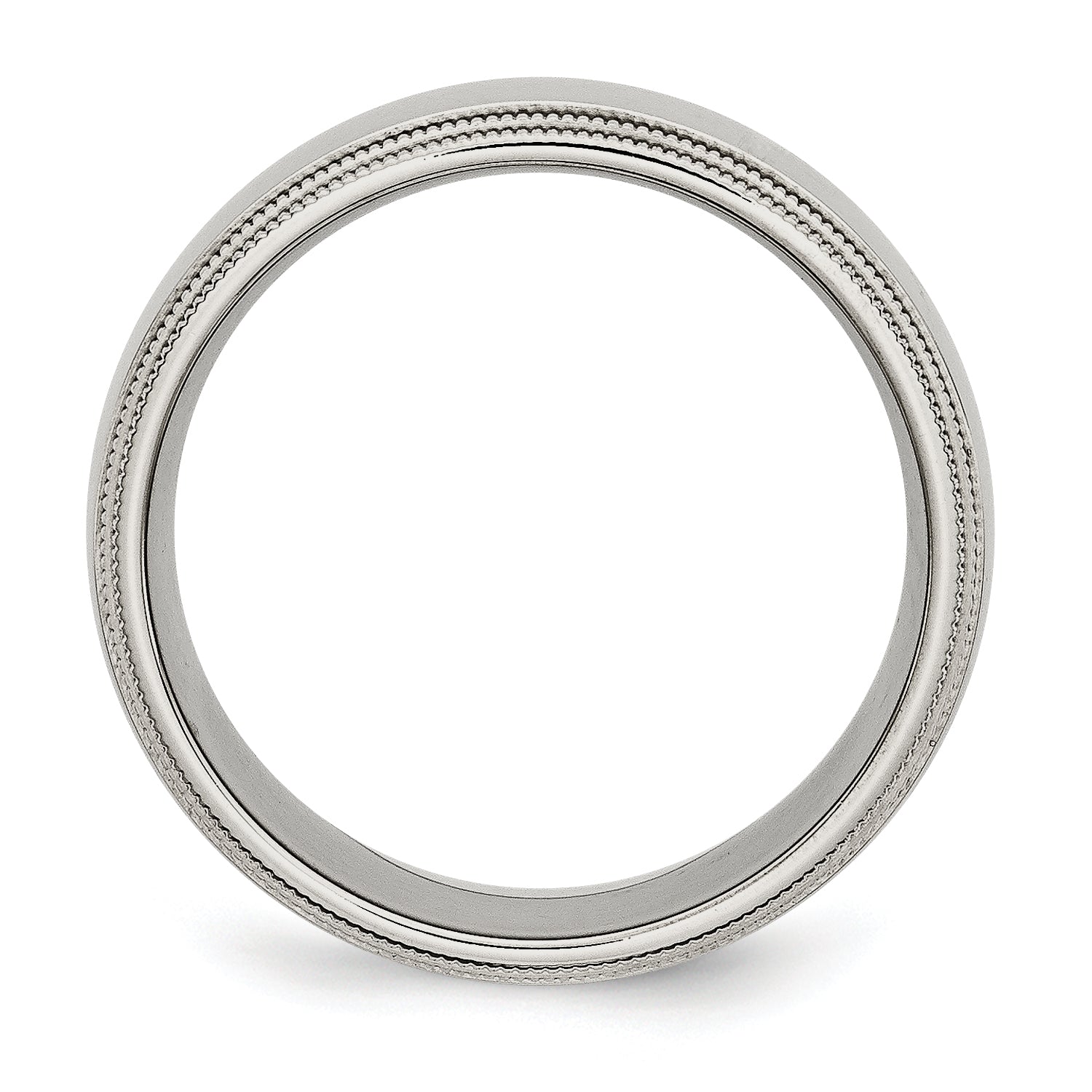 Stainless Steel Polished 8mm Grooved and Beaded Band