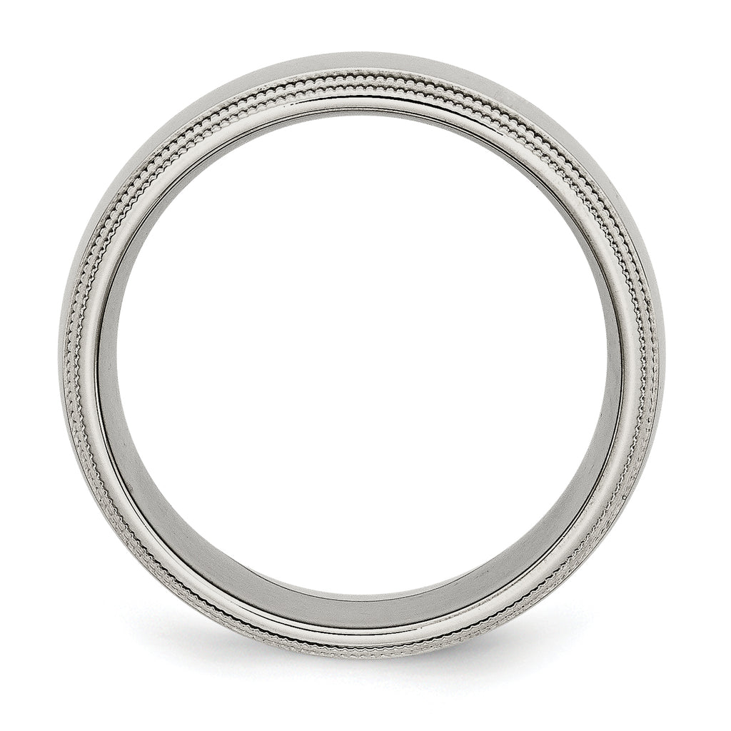 Grooved & Beaded Wedding Band in Stainless Steel, 8mm