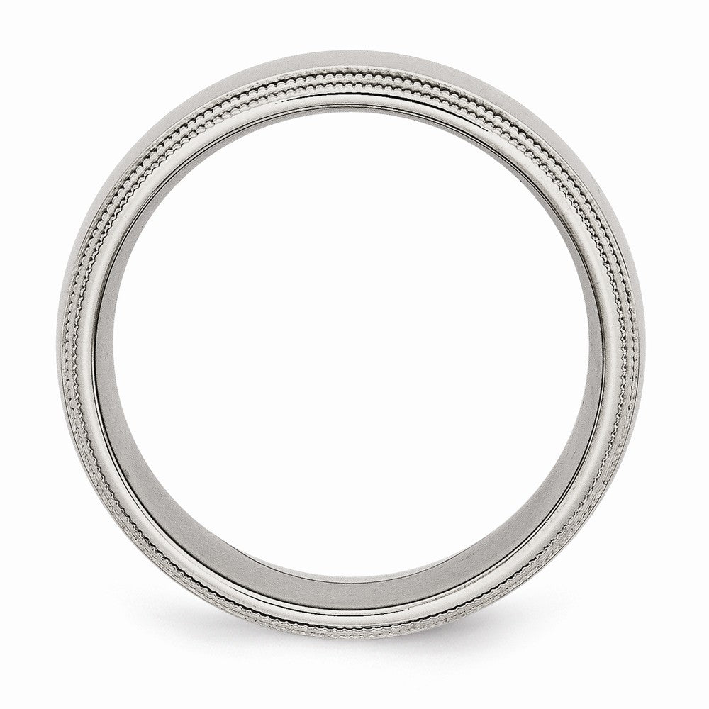Sophia Jewelers Stainless Steel Grooved Beaded Polished Wedding Band Engravable