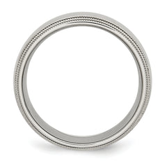 Stainless Steel Polished 8mm Grooved and Beaded Band