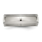 Grooved & Beaded Wedding Band in Stainless Steel, 8mm